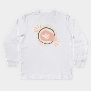 Paint flower beige pink cute abstract boho Kids Long Sleeve T-Shirt